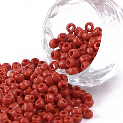Rouge Perles de rocaille en verre, opaque graine de couleurs, petites perles artisanales pour la fabrication de bijoux bricolage, ronde, rouge, 4mm, Trou: 1.5 mm, environ 4500 pcs / livre
