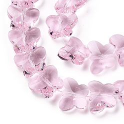Pearl Pink Transparent Glass Beads, Faceted, Butterfly, Pearl Pink, 12x14.5x7.5mm, Hole: 1mm