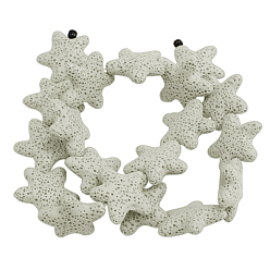 White Natural Lava Rock Beads Strands, Starfish/Sea Stars, Dyed, White, 24~25x7~8mm, Hole: 1mm, about 18pcs/strand, 15 inch