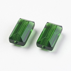 Green Imitation Austrian Crystal Beads, Grade AAA, Faceted, Rectangle, Green, 4.55x8x3mm, Hole: 0.7~0.9mm