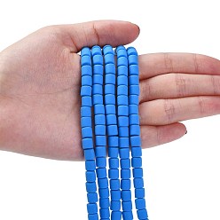 Bleu Dodger Polymère main brins d'argile de perles, colonne, Dodger bleu, 6.5x6mm, Trou: 1.2mm, Environ 61 pcs/chapelet, 15.75 pouce (40 cm)