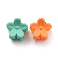 Mixed Color Kids Hair Accessories, Opaque Plastic Claw Hair Clips, Spray Painted, Flower, Mixed Color, 13x13x14mm, 14pcs/box