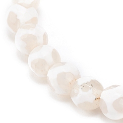 Белый Эластичный браслет из бисера с натуральным агатом и кошачьим глазом, украшения из драгоценных камней для женщин, белые, внутренний диаметр: 2-1/8 дюйм (5.4 см)