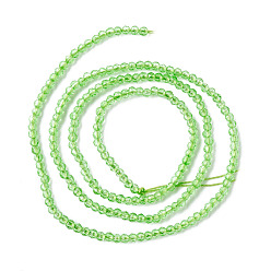 Vert Printemps Moyen Chapelets de perles en verre transparentes  , facette, ronde, vert printemps moyen, 2mm, Trou: 0.6mm, Environ 182~201 pcs/chapelet, 14.57~15.24 pouce ((37~38.7 cm)