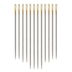 Золотой Железные самонарезающие ручные швейные иглы, золотые, 36x0.76 мм , около 12 шт / мешок