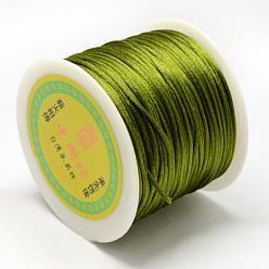 Светло-зеленый Коричневый Нейлоновая нить, гремучий атласный шнур, оливковый, 1.5 мм, около 100 ярдов / рулон (300 футов / рулон)