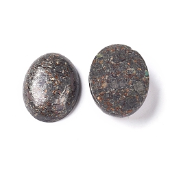 Pyrite Cabochons synthétiques assemblés en bronzite et pyrite, ovale, 25x18x7~8mm