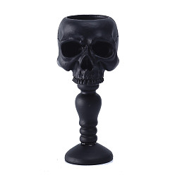 Black Resin Candle Holders, Display Decorations, Halloween Skull, Black, 150x75x65mm