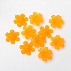 Orange Perles acryliques transparentes, givré, bouchons fleur de perles, orange, 30x8mm, Trou: 1.5~2mm, environ314 pcs / 500 g