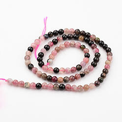 Tourmaline Natural Tourmaline Round Bead Strands, 6mm, Hole: 1mm, about 65pcs/strand, 16 inch