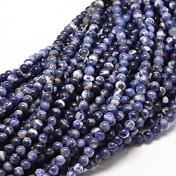 Sodalite Natural Sodalite Round Bead Strands, 4mm, Hole: 1mm, about 98pcs/strand, 16 inch
