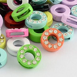 Letter O Mixed Color Zinc Alloy Grade A Rhinestone Letter Slide Charms, Letter.O, 12.5x4.5mm, Hole: 8x1.5mm