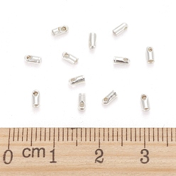 Silver Brass Cord Ends, Silver Color Plated, 4x1.8mm, Hole: 0.8mm, Inner Diameter: 1.2mm