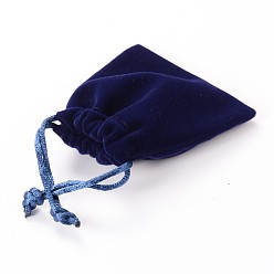 Marine Blue Rectangle Velours Jewelry Bags, Marine Blue, 8.8x7cm