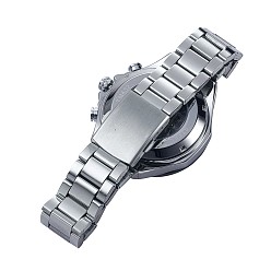 Stainless Steel Color Alloy Watch Head Mechanical Watches, with Stainless Steel Watch Band, Stainless Steel Color, 220x18mm, Watch Head: 57x47.5x17mm, Watch Face: 35mm