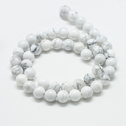 Howlite Natural Howlite Beads Strands, Round, 6mm, Hole: 1mm, about 63pcs/strand, 15.55"