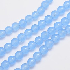 Bleu Ciel Clair Brins naturels et teints perles malaisie jade, ronde, lumière bleu ciel, 6mm, Trou: 0.8mm, Environ 64 pcs/chapelet, 15 pouce
