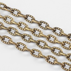 Antique Bronze Iron Textured Cable Chains, Unwelded, with Spool, Antique Bronze, 5.8x3.4x0.9mm, about 328.08 Feet(100m)/roll