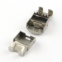 Stainless Steel Color Smooth Surface 201 Stainless Steel Watch Band Clasps, Stainless Steel Color, 25x17x7mm, Hole: 14x3mm