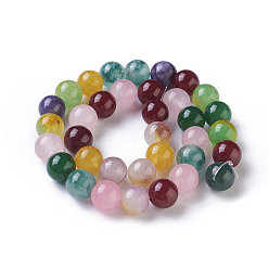 Mixed Color Natural Jade Beads Strands, Round, Dyed, Mixed Color, 10mm, Hole: 1.2mm, about 35pcs/strand, 13.38 inch(34cm)