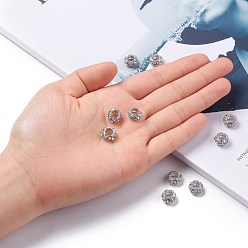 Crystal Alloy Rhinestone European Beads, Large Hole Beads, Rondelle, Platinum Metal Color, Crystal, 11x6mm, Hole: 5mm