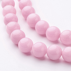 Pearl Pink Natural Mashan Jade Round Beads Strands, Dyed, Pearl Pink, 4mm, Hole: 1mm, about 98pcs/strand, 15.7 inch