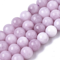 Prune Perles naturelles de quartz brins, teints et chauffée, imitation couleur kunzite, ronde, prune, 8.5x8mm, Trou: 1mm, Environ 49 pcs/chapelet, 15.47 pouce