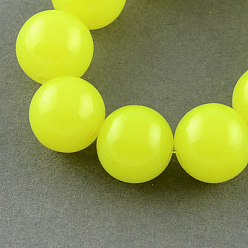 Зелено-Желтый Стеклянные бусины, имитация нефрита , окрашеные, круглые, зеленый желтый, 4 мм, отверстие : 1.1~1.3 мм, около 200 шт / нитка, 31.4 дюйм