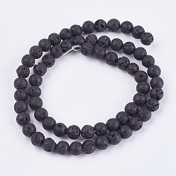 Lava Rock Natural Lava Rock Bead Strands, Round, 6.5mm, Hole: 0.5mm, about 63pcs/strand, 14.9 inch