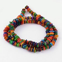 Colorful Natural Freshwater Shell Beads Strands, Dyed, Disc, Colorful, 5-10mm, Hole: 1mm, about 402pcs/strand, 32 inch
