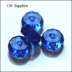Bleu Imitations de perles de cristal autrichien, grade de aaa, facette, plat rond, bleu, 8x3.5mm, Trou: 0.9~1mm