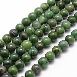 Green Natural African Jade Beads Strands, Round, Grade A, Green, 6mm, Hole: 1mm, about 61pcs/strand, 15.3 inch