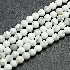 Howlite Frosted Howlite Round Bead Strands, 10mm, Hole: 1mm, about 37~39pcs/strand, 14.9~15.6 inch