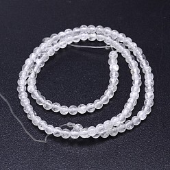 Cristal de Quartz Quartz naturel perles rondes cristal brins, perles de cristal de roche, 4mm, Trou: 0.8mm, Environ 89~94 pcs/chapelet, 15~15.5 pouce