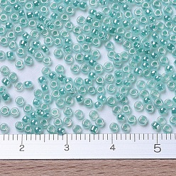 (RR536) Aqua Green Ceylon MIYUKI Round Rocailles Beads, Japanese Seed Beads, (RR536) Aqua Green Ceylon, 11/0, 2x1.3mm, Hole: 0.8mm, about 1100pcs/bottle, 10g/bottle