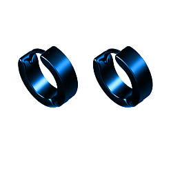 Blue Brass Huggie Hoop Earrings, Blue, 4x8.5x2.3mm