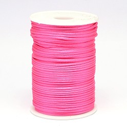 Deep Pink Polyester Cord, Satin Rattail Cord, for Beading Jewelry Making, Chinese Knotting, Deep Pink, 2mm, about 100yards/roll