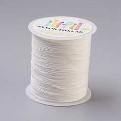 White Nylon Thread with One Nylon Thread inside, Stronger than NWIR-R006- Series, White, 1mm, about 153.1 yards(140m)/roll