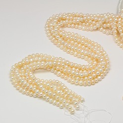 Creamy White Natural Cultured Freshwater Pearl Beads Strands, Potato, Creamy White, 3~4mm, Hole: 0.7mm, about 117pcs/strand, 14 inch