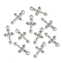 Antique Silver Alloy Pendants, Lead Free and Cadmium Free, Cross, Antique Silver, about 19mm long, 10.5mm wide, 2mm thick, hole: 2mm