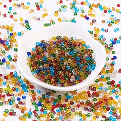 Mixed Color 8/0 Glass Seed Beads, Transparent, Round, Mixed Color, 2.5~3x2~3mm, Hole: 1mm, about 10000pcs/pound