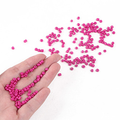 Fuchsia Baking Paint Glass Seed Beads, Fuchsia, 8/0, 3mm, Hole: 1mm, about 1111pcs/50g, 50g/bag, 18bags/2pounds