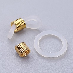 Golden Silicone EyeGlass Holders, with Iron Findings, White, Golden, 19.5x6.5mm