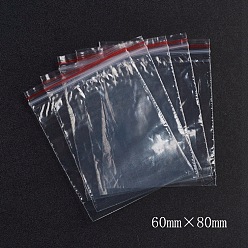 Red Plastic Zip Lock Bags, Resealable Packaging Bags, Top Seal, Self Seal Bag, Rectangle, Red, 8x6cm, Unilateral Thickness: 1.1 Mil(0.028mm)