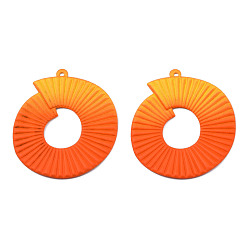Dark Orange Spray Painted Iron Pendants, Round Ring, Dark Orange, 47x40x2.5mm, Hole: 1.6mm