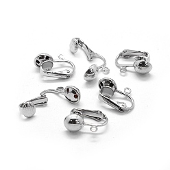 Platinum Iron Clip-on Earrings Findings, For Non-pierced Ears, with Loop, Platinum, 17x12.5x8mm, Hole: 1.6mm