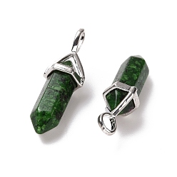 Ruby in Zoisite Natural Ruby in Zoisite Pendants, Faceted, with Platinum Tone Brass Findings, Lead free & Cadmium Free, Dyed, Bullet, 27~30x9~10x7~8mm, Hole: 4x3mm