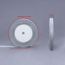 Silver Glitter Metallic Ribbon, Sparkle Ribbon, Silver, 3/8 inch(9~10mm), about 25yards/roll, 10rolls/group