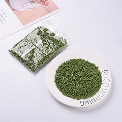 Olive Terne Cuisson de peinture perles de rocaille en verre, vert olive, 6/0, 4~5x3~4mm, Trou: 1~2mm, environ450 pcs / 50 g, 50 g / sac, 18sacs/2livre