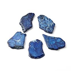 Синий Натуральный регалит / имперская яшма / морские отложения яшмовые подвески, самородки, окрашенные, синие, 34~52x20~33x5~5.5 мм, отверстие : 1.2 мм